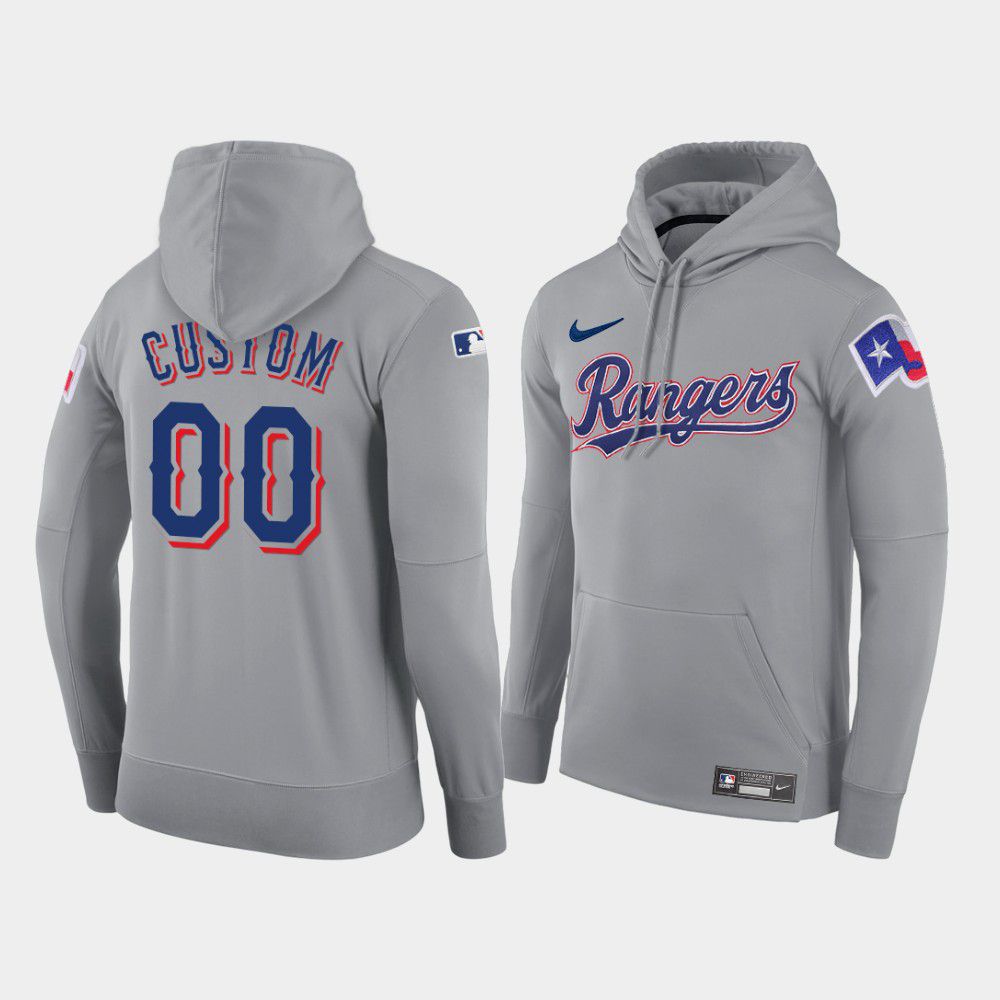 Men Texas Rangers #00 Custom gray road hoodie 2021 MLB Nike Jerseys->texas rangers->MLB Jersey